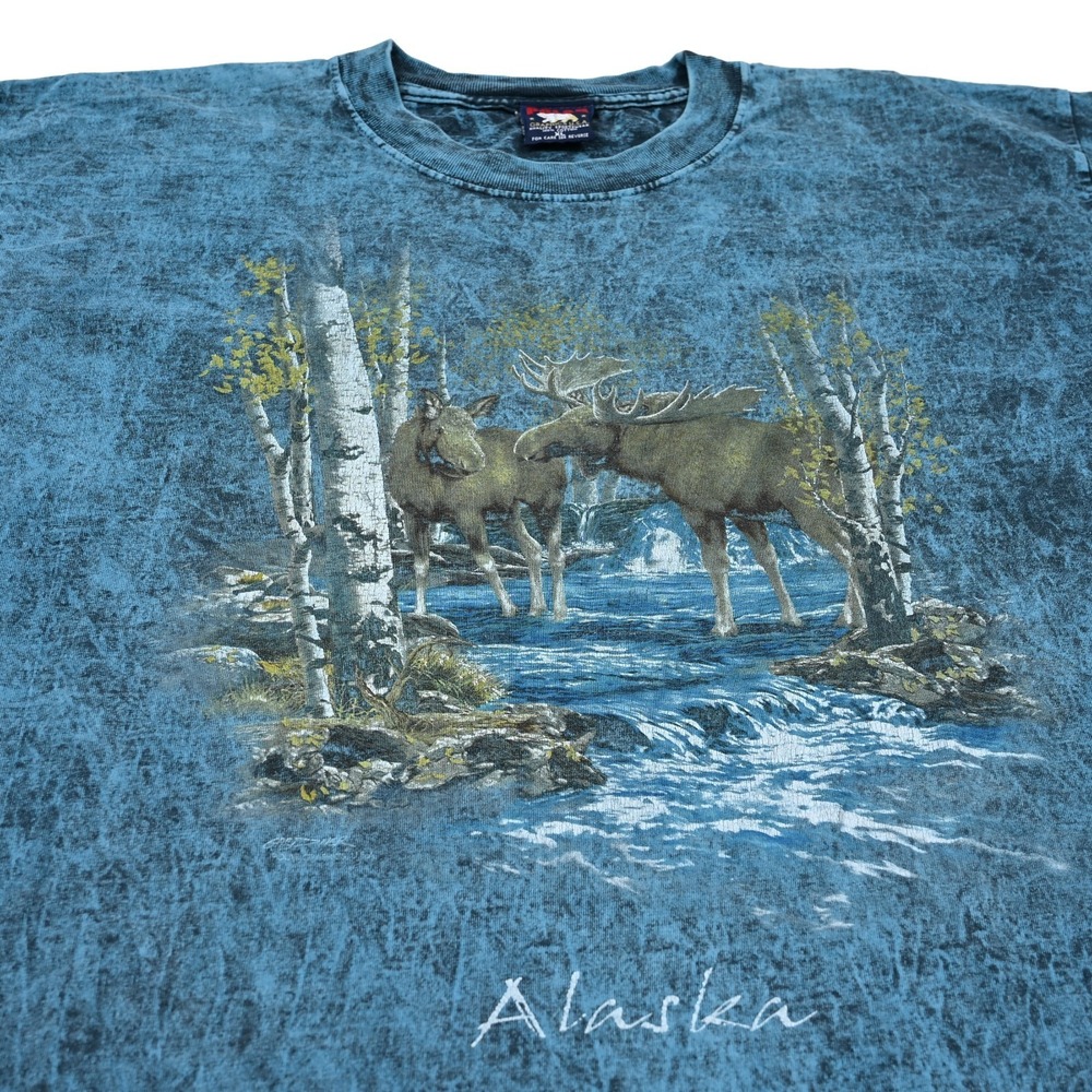 Vintage Polar Graphics Alaska Moose T-Shirt Mens XL Tie Dye Nature Tee Outdoor